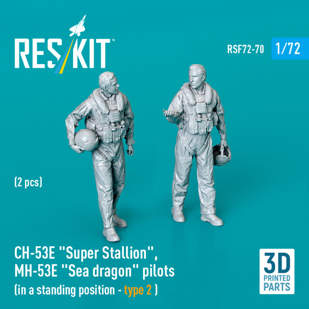Sikorsky CH-53E Super Stallion, MH-53E Sea Dragon pilots (in a standing position - type 2) (2 pcs) (3D Printed) Scale 1:72 ResKit RSF72-0070