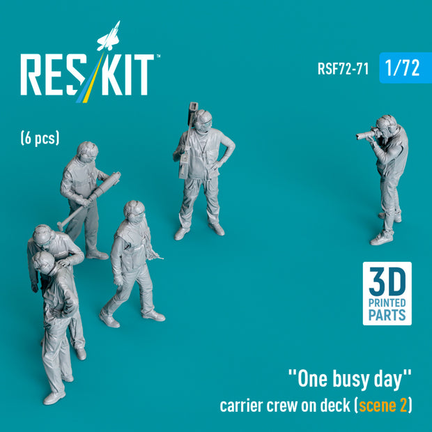 One busy day carrier crew on deck (scene 2) (6 pcs) (3D Printed) Scale 1:72 ResKit RSF72-0071 for Figurines for Aircraft Model Kit