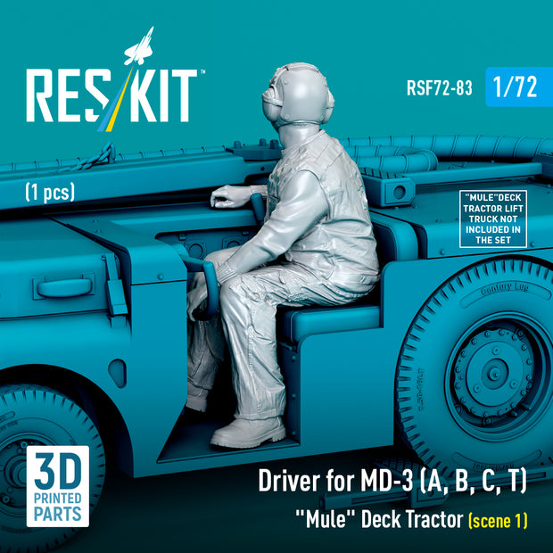 Driver for MD-3 (A, B, C, T) Mule Deck Tractor (scene 1) (1 pcs) (3D Printed) Scale 1:72 ResKit RSF72-0083