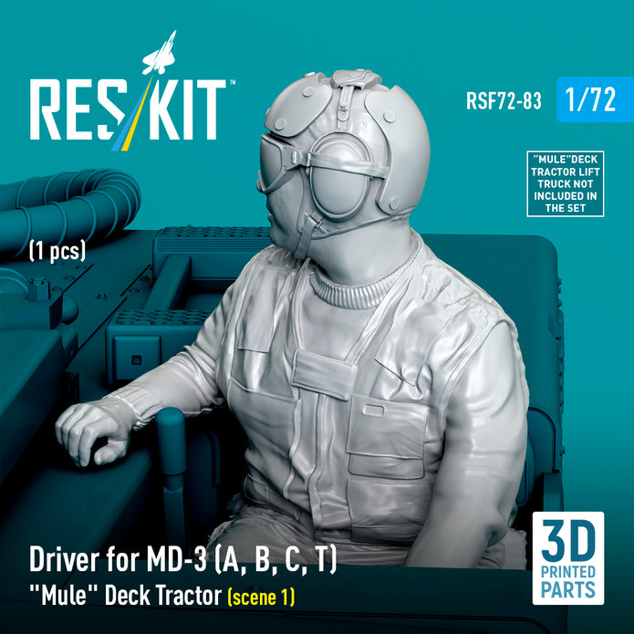 Driver for MD-3 (A, B, C, T) Mule Deck Tractor (scene 1) (1 pcs) (3D Printed) Scale 1:72 ResKit RSF72-0083