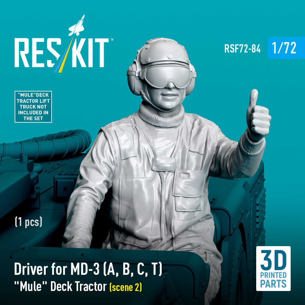 Driver for MD-3 (A, B, C, T) Mule Deck Tractor (scene 2) (1 pcs) (3D Printed) Scale 1:72 ResKit RSF72-0084
