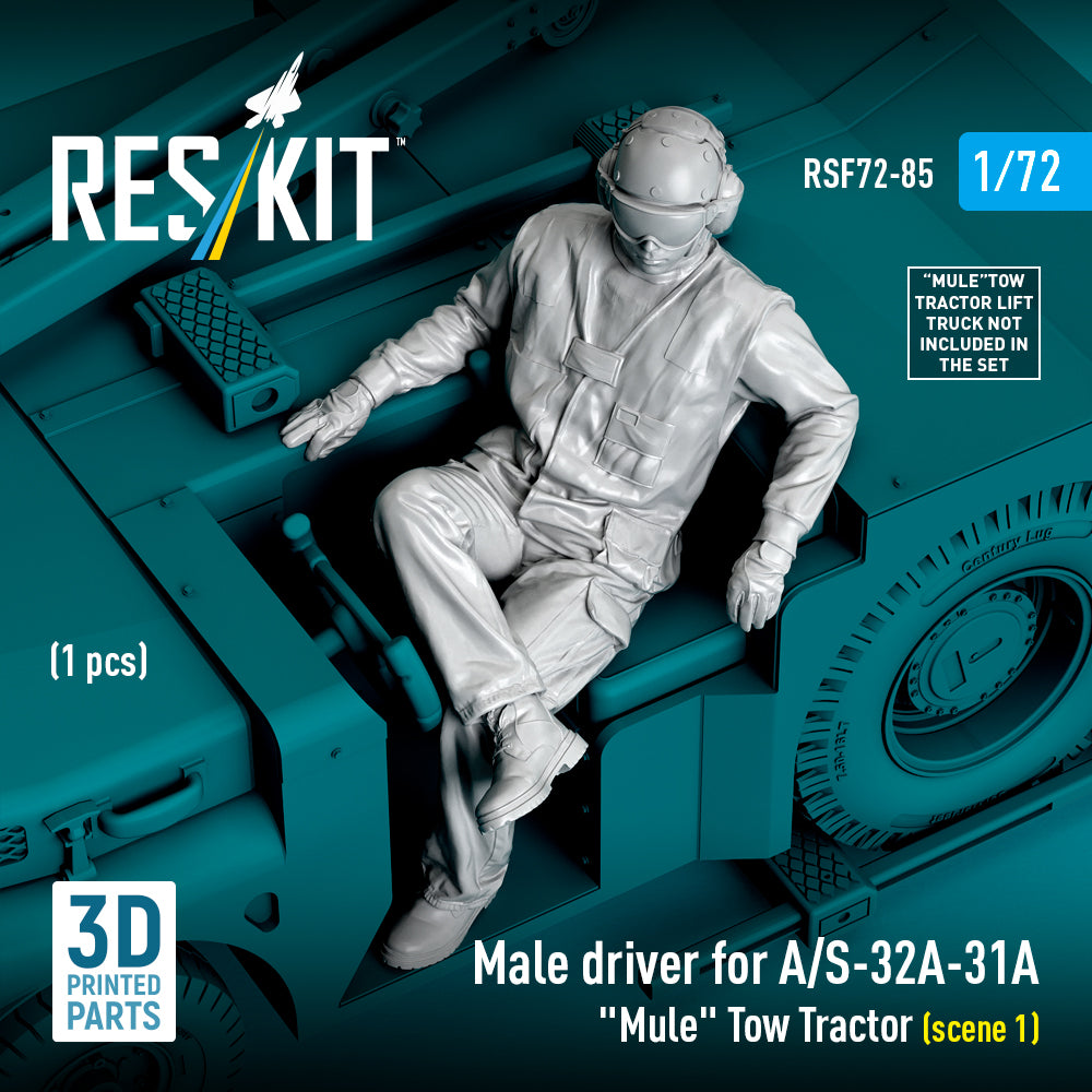 Male driver for A/S-32A-31A Mule Tow Tractor (scene 1) (1 pcs) (3D Printed) Scale 1:72 ResKit RSF72-0085