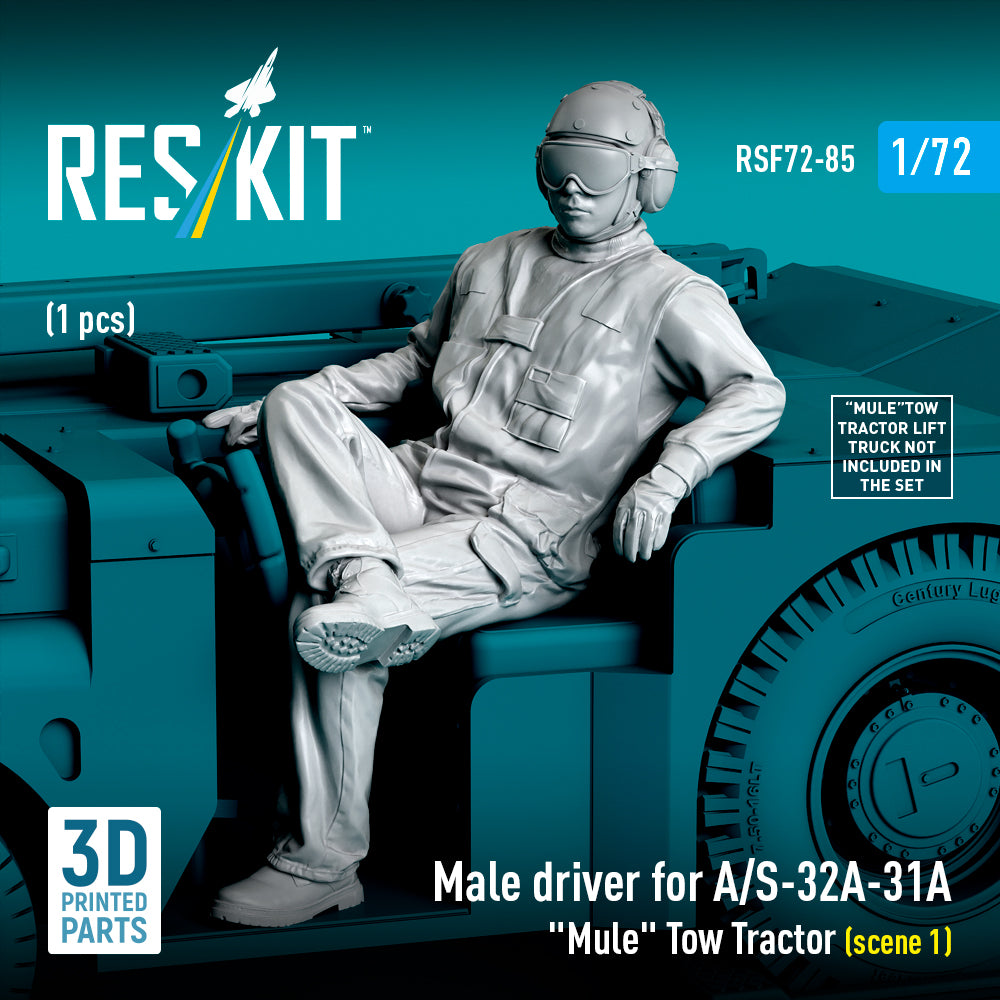 Male driver for A/S-32A-31A Mule Tow Tractor (scene 1) (1 pcs) (3D Printed) Scale 1:72 ResKit RSF72-0085