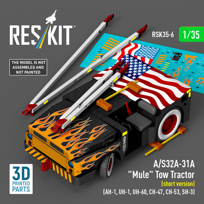 A/S32A-31A Mule Tow Tractor (short version) (AH-1, UH-1, UH-60, CH-47, CH-53, SH-3) (3D Printed model kit) Scale 1:35 ResKit RSK35-0006