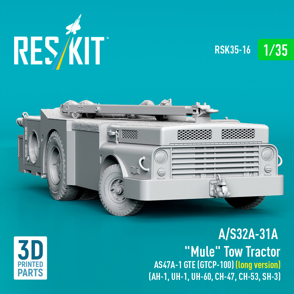 A/S32A-31A Mule Tow Tractor AS47A-1 GTE (GTCP-100) (long version) (AH-1, UH-1, UH-60, CH-47, CH-53, SH-3) (3D Printed model kit) Scale 1:35 ResKit RSK35-0016
