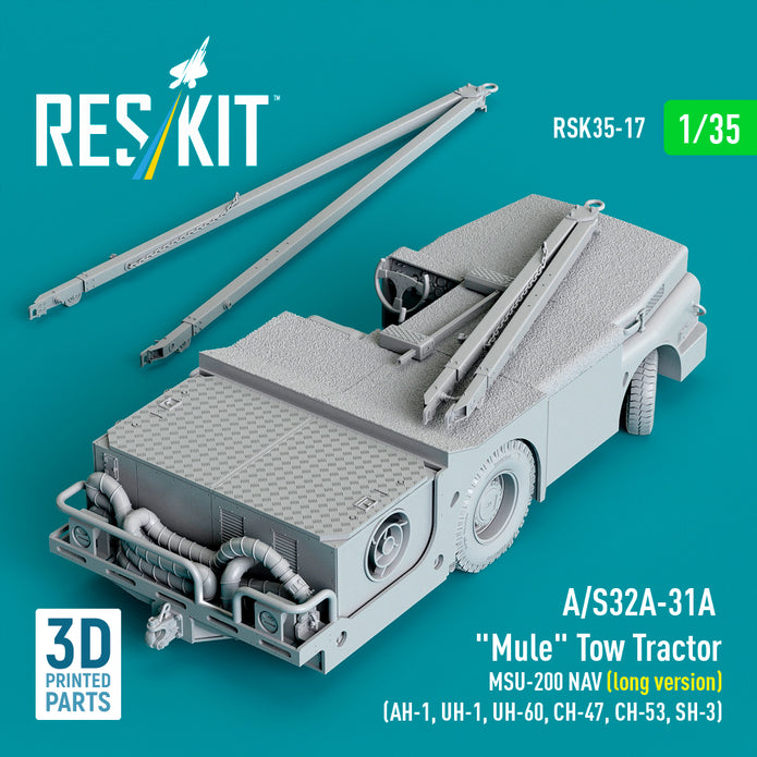A/S32A-31A Mule Tow Tractor MSU-200 NAV (long version) (AH-1, UH-1, UH-60, CH-47, CH-53, SH-3) (3D Printed model kit) Scale 1:35 ResKit RSK35-0017