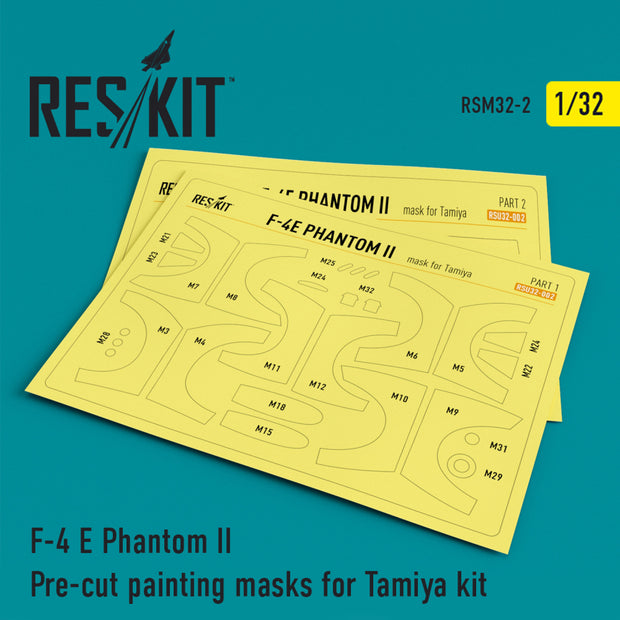 McDonnell Douglas F-4E Phantom II Pre-cut Painting Masks for Tamiya kit Scale 1:32 ResKit RSM32-0002 for Aircraft Model Kit
