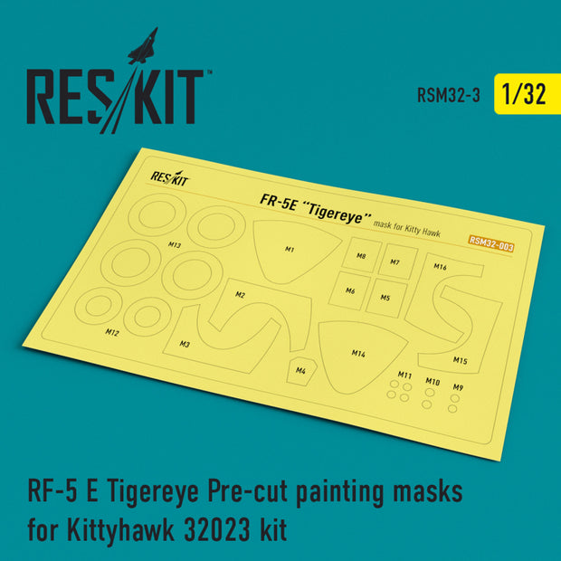 Northrop RF-5E Tigereye Pre-cut Painting Masks for KittyHawk 32023 kit Scale 1:32 ResKit RSM32-0003 for Aircraft Model Kit