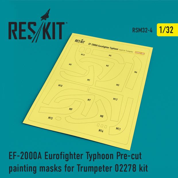 EF-2000A Eurofighter Typhoon Pre-cut Painting Masks for Trumpeter 02278 kit Scale 1:32 ResKit RSM32-0004 for Aircraft Model Kit