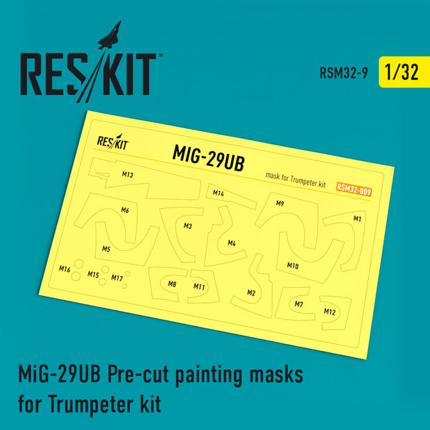 MiG-29UB Pre-cut Painting Masks for Trumpeter kit Scale 1:32 ResKit RSM32-0009 for Aircraft Model Kit