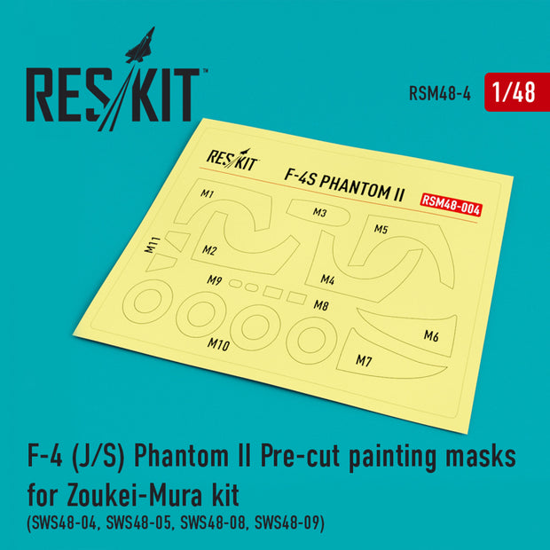 McDonnell Douglas F-4 (J,S) Phantom II Pre-cut Painting Masks for Zoukei-Mura (SWS48-04, SWS48-05, SWS48-08, SWS48-09) kit Scale 1:48 ResKit RSM48-0004 for Aircraft Model Kit