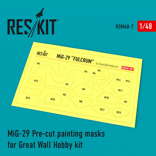 MiG-29 Pre-cut Painting Masks for GWH kit Scale 1:48 ResKit RSM48-0007 for Aircraft Model Kit