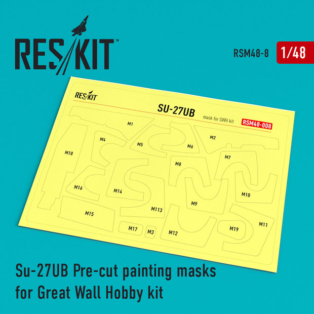Sukhoi Su-27UB Pre-cut Painting Masks for GWH kit Scale 1:48 ResKit RSM48-0008 for Aircraft Model Kit