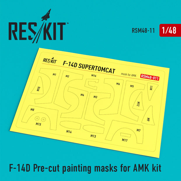 Grumman F-14D Tomcat Pre-cut Painting Masks for AMK kit Scale 1:48 ResKit RSM48-0011 for Aircraft Model Kit