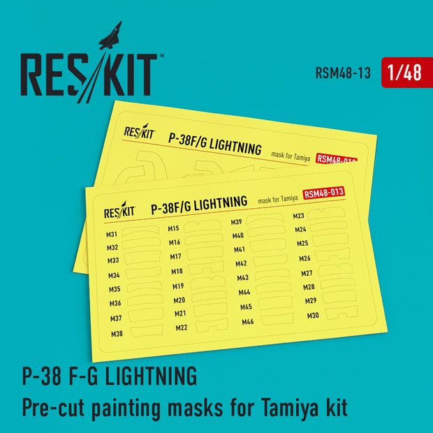 Lockheed P-38 (F,G) Lightning Pre-cut Painting Masks for Tamiya kit Scale 1:48 ResKit RSM48-0013 for Aircraft Model Kit