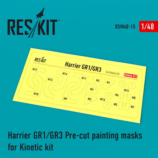 Harrier GR1/GR3 Pre-cut Painting Masks for Kinetic kit Scale 1:48 ResKit RSM48-0015 for Aircraft Model Kit