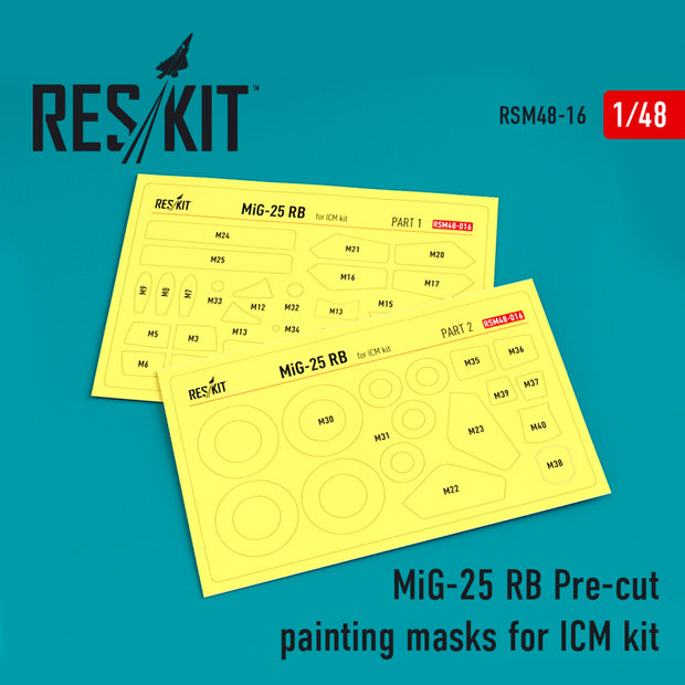 MiG-25RB Pre-cut Painting Masks for ICM kit Scale 1:48 ResKit RSM48-0016 for Aircraft Model Kit