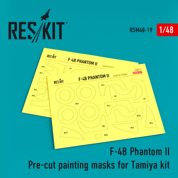 McDonnell Douglas F-4B Phantom II Pre-cut Painting Masks for Tamiya 61121 kit Scale 1:48 ResKit RSM48-0019 for Aircraft Model Kit
