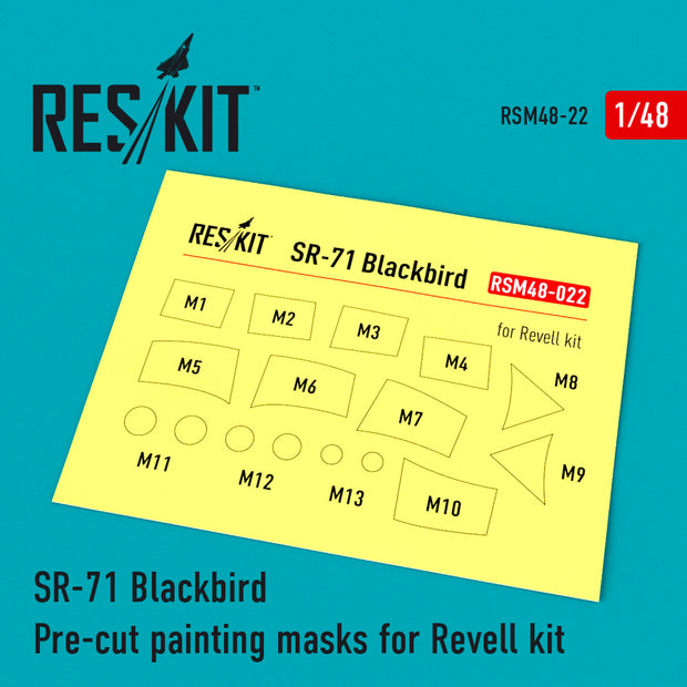 Lockheed SR-71 Blackbird Pre-cut Painting Masks for Revell kit Scale 1:48 ResKit RSM48-0022 for Aircraft Model Kit
