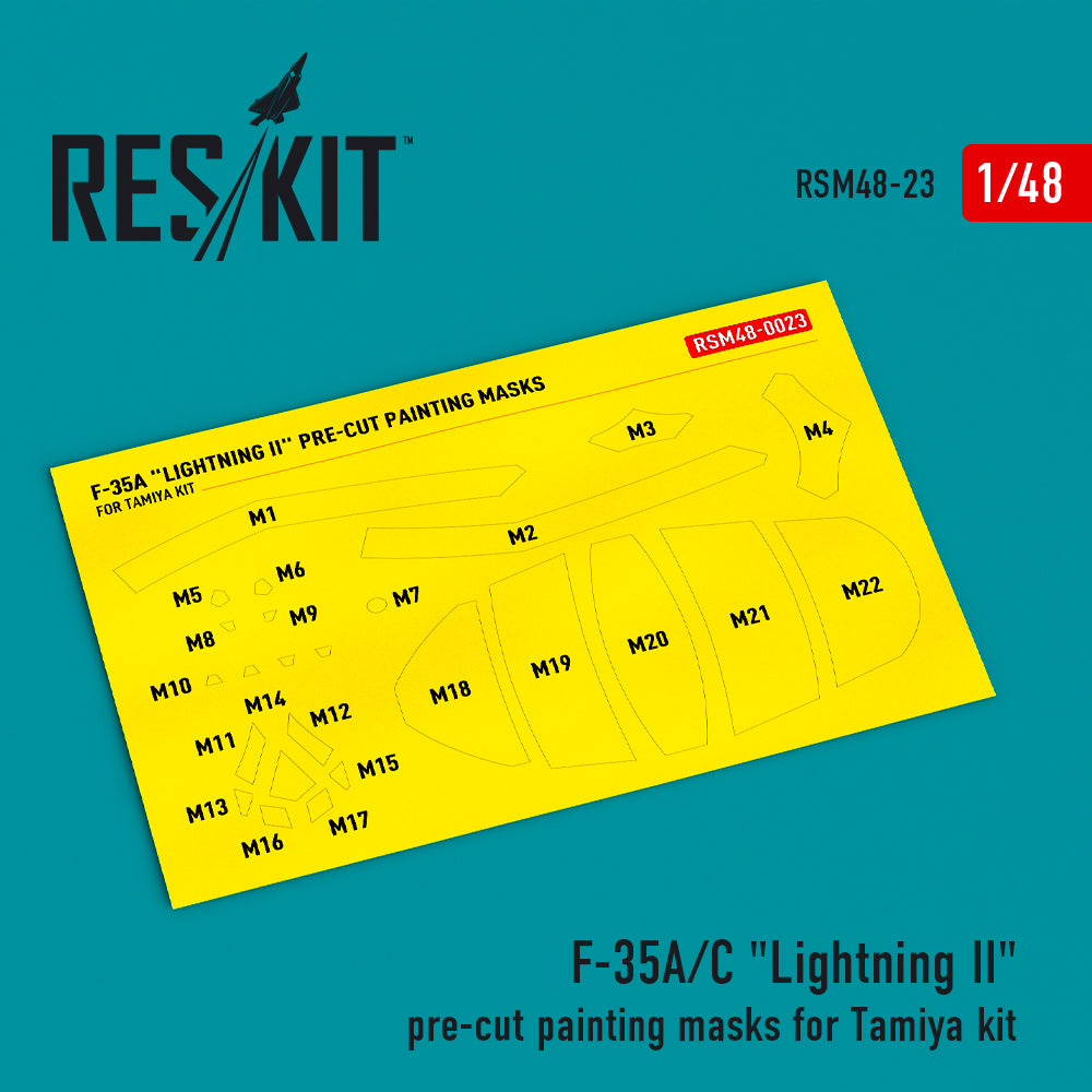 F-35 A/С Lightning II pre-cut painting masks for Tamiya kit Scale 1:48 ResKit RSM48-0023