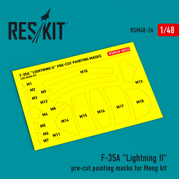 F-35A Lightning II pre-cut painting masks for Meng kit Scale 1:48 ResKit RSM48-0024