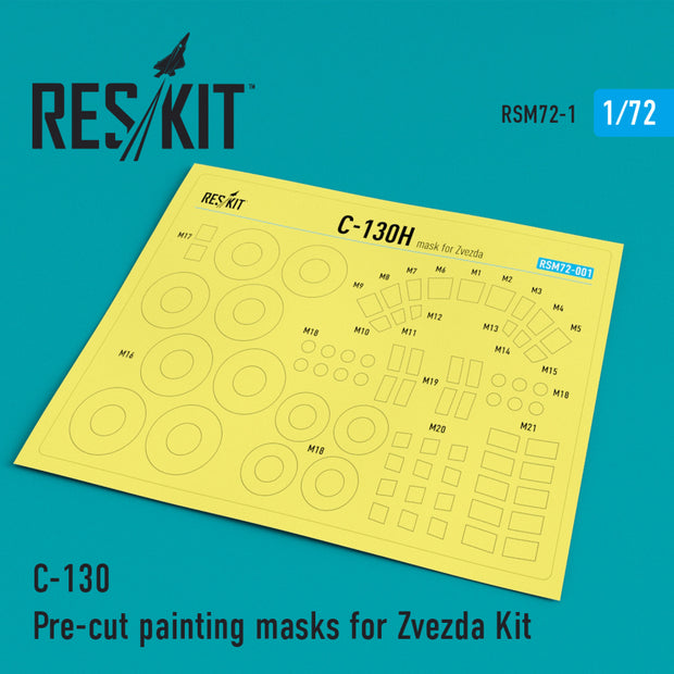 Lockheed С-130 Hercules Pre-cut Painting Masks for Zvezda kit Scale 1:72 ResKit RSM72-0001 for Aircraft Model Kit