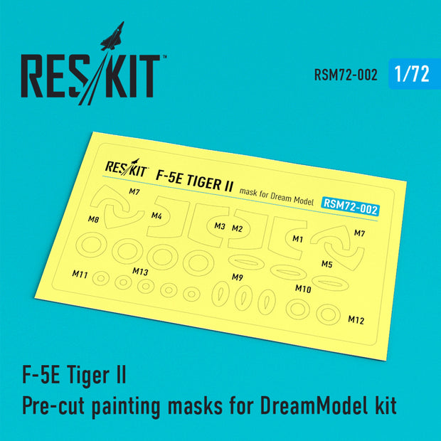 Northrop F-5E Tiger II Pre-cut Painting Masks for DreamModel kit Scale 1:72 ResKit RSM72-0002 for Aircraft Model Kit