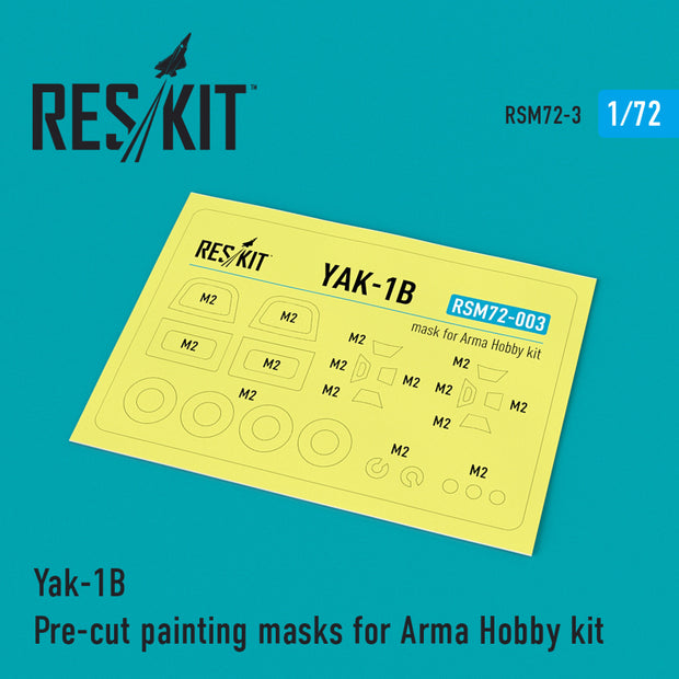 Yakovlev Yak-1B Pre-cut Painting Masks for Arma Hobby kit Scale 1:72 ResKit RSM72-0003 for Aircraft Model Kit