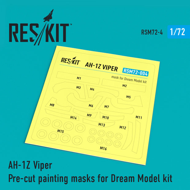 Bell AH-1Z Viper Pre-cut Painting Masks for Dream Model kit Scale 1:72 ResKit RSM72-0004 for Helicopters Model Kit