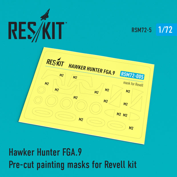 Hawker Hunter FGA.9 Pre-cut Painting Masks for Revell kit Scale 1:72 ResKit RSM72-0005 for Aircraft Model Kit
