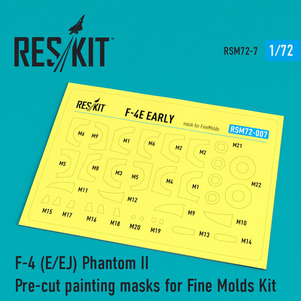 McDonnell Douglas F-4 (E,EJ) Phantom II Pre-cut Painting Masks for FineMolds kit Scale 1:72 ResKit RSM72-0007 for Aircraft Model Kit