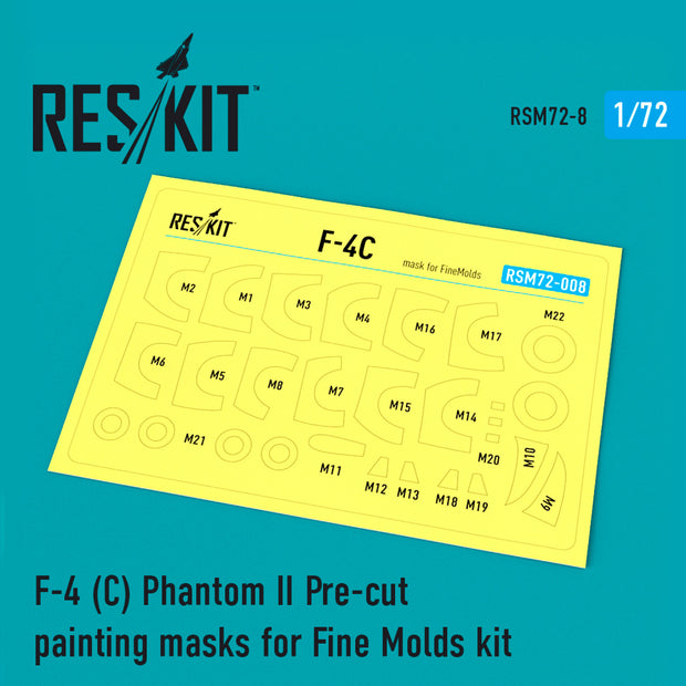 McDonnell Douglas F-4C Phantom II Pre-cut Painting Masks for FineMolds kit Scale 1:72 ResKit RSM72-0008 for Aircraft Model Kit