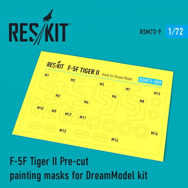 Northrop F-5F Tiger II Pre-cut Painting Masks for DreamModel kit Scale 1:72 ResKit RSM72-0009 for Aircraft Model Kit