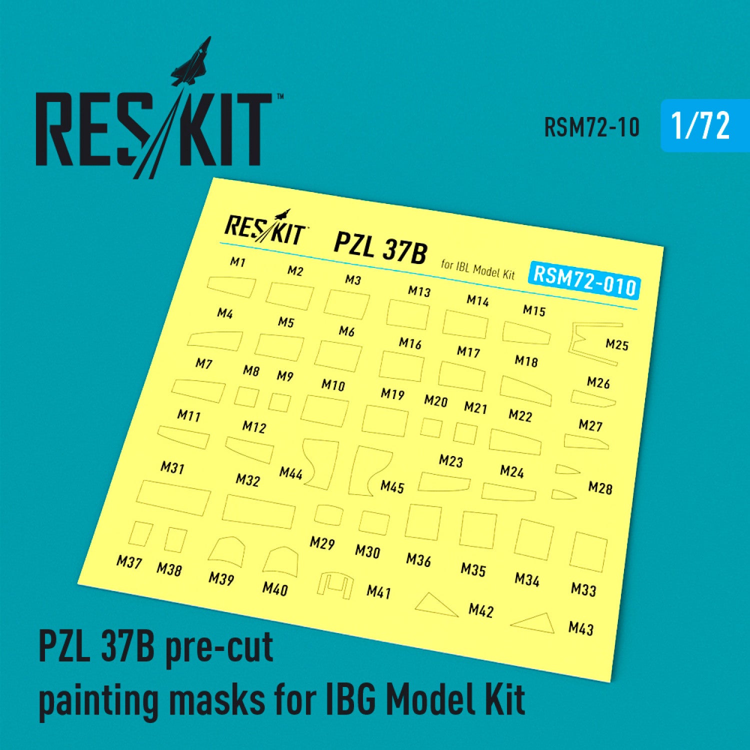 PZL,37 B I Łoś - Polish Medium Bomber Pre-cut Painting Masks for IBG kit Scale 1:72 ResKit RSM72-0010 for Aircraft Model Kit