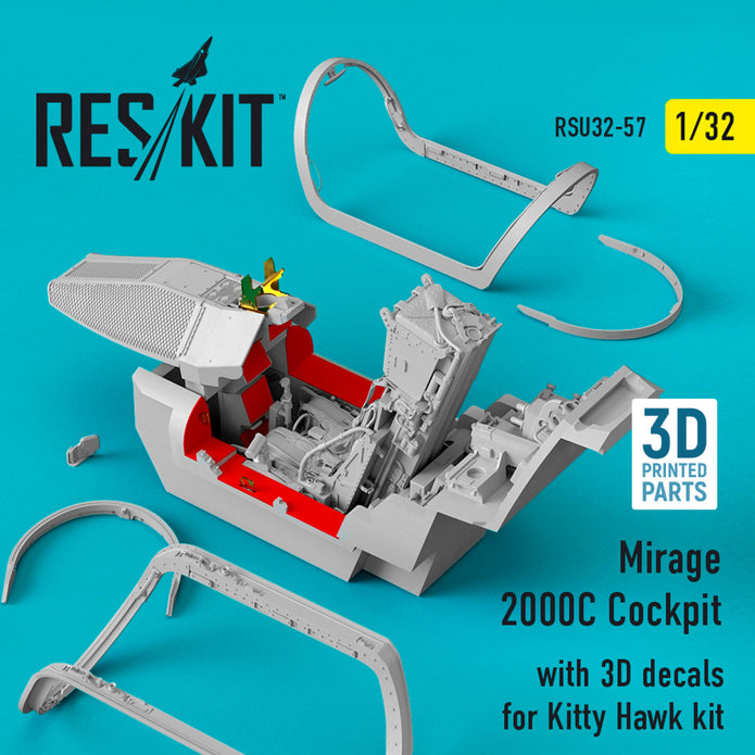 Dassault Mirage 2000C Cockpit with 3D Decals for Kitty Hawk kit Scale 1:32 ResKit RSU32-0057 for Aircraft Model Kit