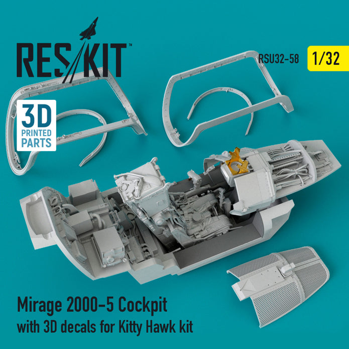 Dassault Mirage-2000-5 Cockpit with 3D Decals for Kitty Hawk kit Scale 1:32 ResKit RSU32-0058 for Aircraft Model Kit