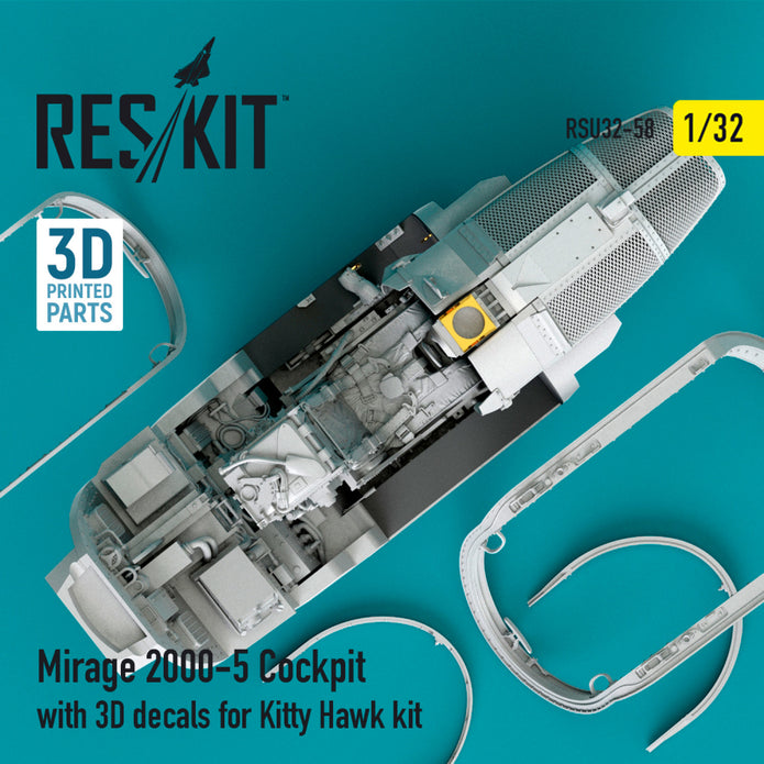 Dassault Mirage-2000-5 Cockpit with 3D Decals for Kitty Hawk kit Scale 1:32 ResKit RSU32-0058 for Aircraft Model Kit