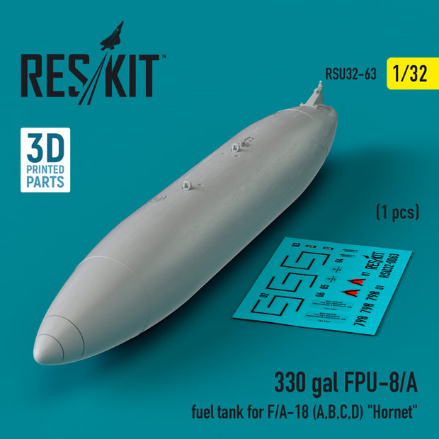 330 gallon FPU-8/A Fuel Tank for F/A-18 (A,B,C,D) Hornet (1 pcs) (3D Printed) Scale 1:32 ResKit RSU32-0063 for Aircraft Model Kit