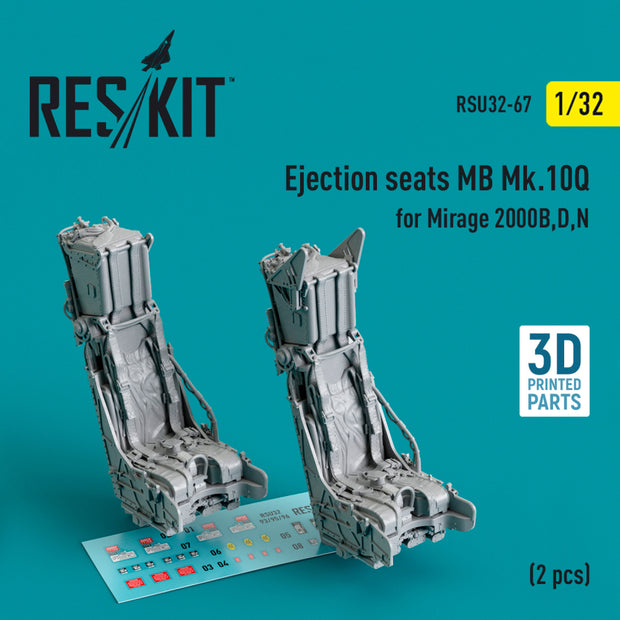 Ejection Seats MB Mk,10Q for Dassault Mirage 2000B,D,N (2 pcs) (3D Printed) Scale 1:32 ResKit RSU32-0067 for Aircraft Model Kit