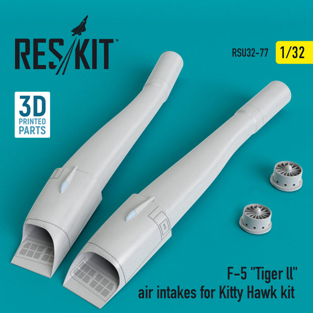 Northrop F-5 Tiger ll Air Intakes for Kitty Hawk kit (3D Printing) Scale 1:32 ResKit RSU32-0077 for Aircraft Model Kit