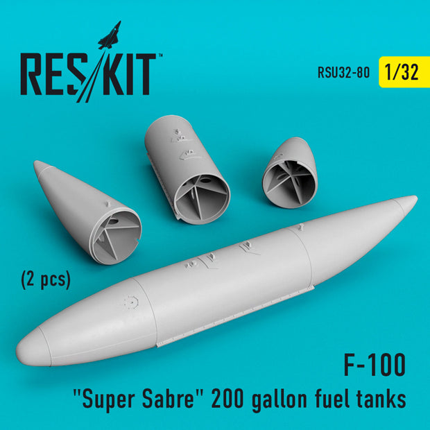 North American F-100 Super Sabre 200 Gallon Fuel Tanks Scale 1:32 ResKit RSU32-0080 for Aircraft Model Kit