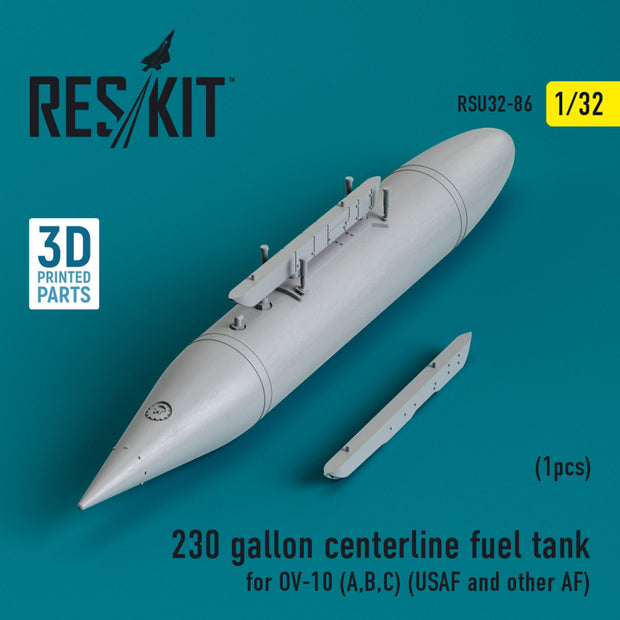 230 Gallon Centerline Fuel Tank for OV-10 (A,B,C) (USAF and other AF) (1 pcs) (3D Printed) Scale 1:32 ResKit RSU32-0086 for Aircraft Model Kit