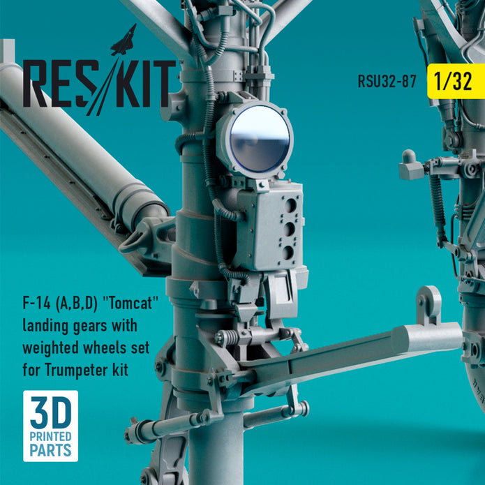 Grumman F-14 (A,B,D) Tomcat Landing Gears with weighted Wheels set for Trumpeter kit (3D Printing) Scale 1:32 ResKit RSU32-0087 for Aircraft Model Kit