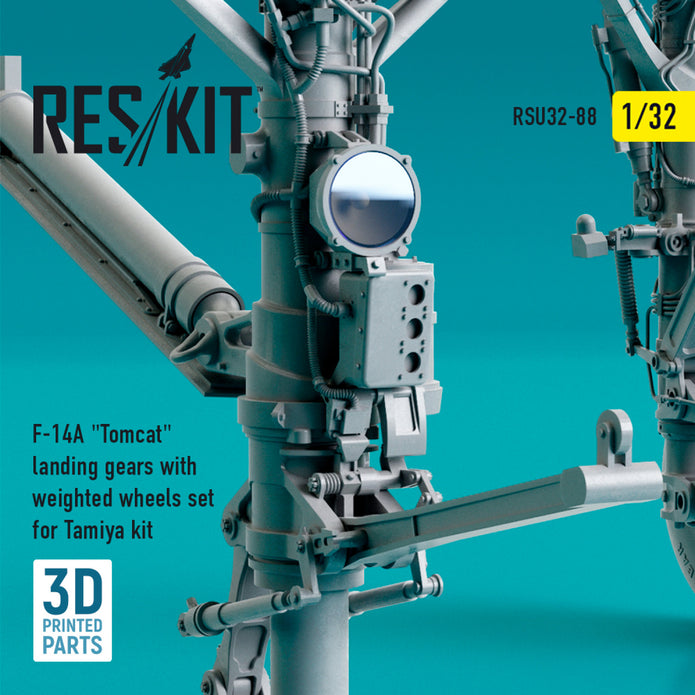 Grumman F-14A Tomcat Landing Gears with weighted Wheels set for Tamiya kit (3D Printing) Scale 1:32 ResKit RSU32-0088 for Aircraft Model Kit