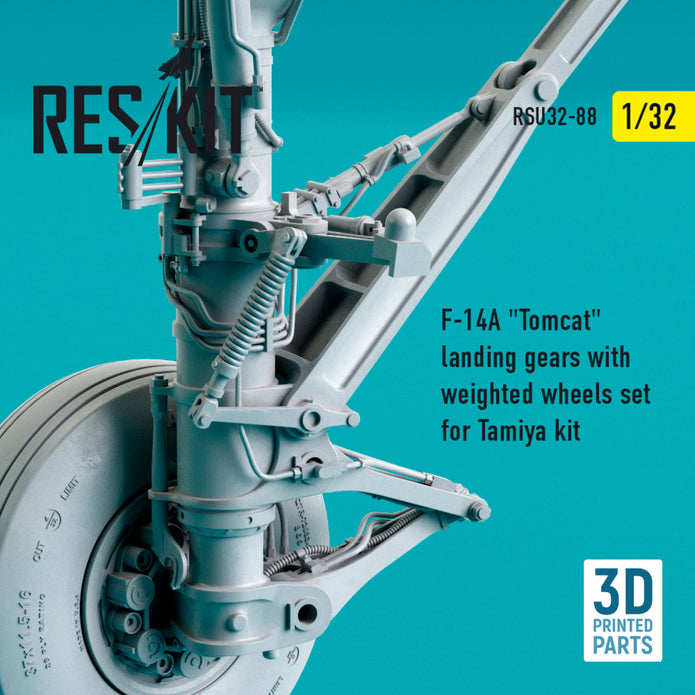 Grumman F-14A Tomcat Landing Gears with weighted Wheels set for Tamiya kit (3D Printing) Scale 1:32 ResKit RSU32-0088 for Aircraft Model Kit