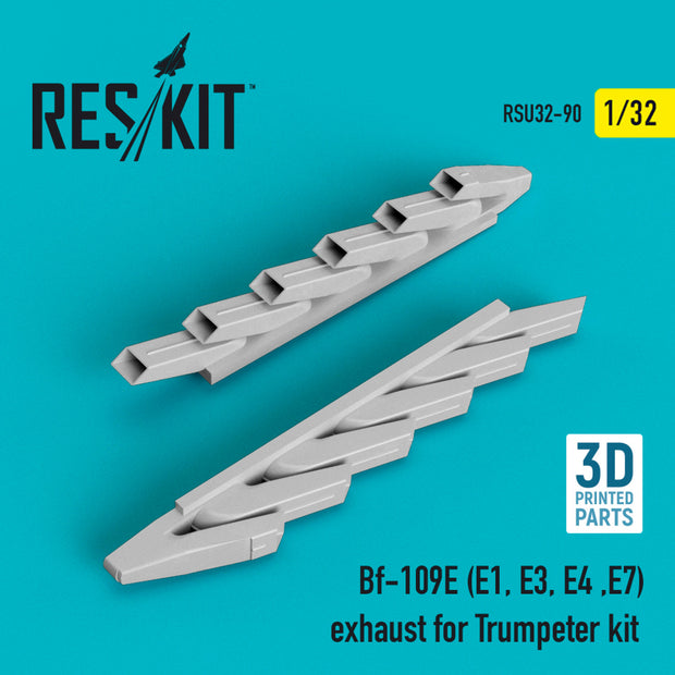 Messerschmitt Bf.109E (E1,E3,E4,E7) Exhaust for Trumpeter kit (3D printing) Scale 1:32 ResKit RSU32-0090 for Aircraft Model Kit