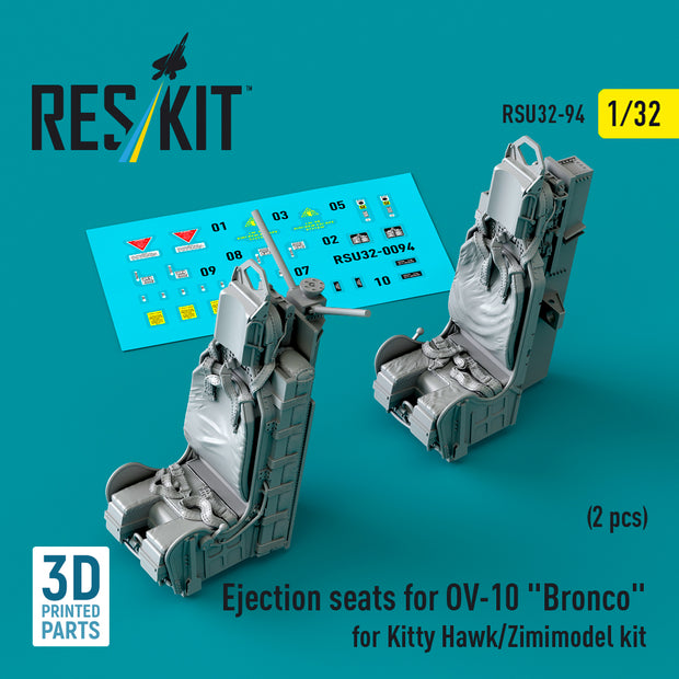 Ejection Seats for North American OV-10 Bronco (2 pcs) for Kitty Hawk/Zimimodel kit (3D Printed) Scale 1:32 ResKit RSU32-0094 for Aircraft Model Kit