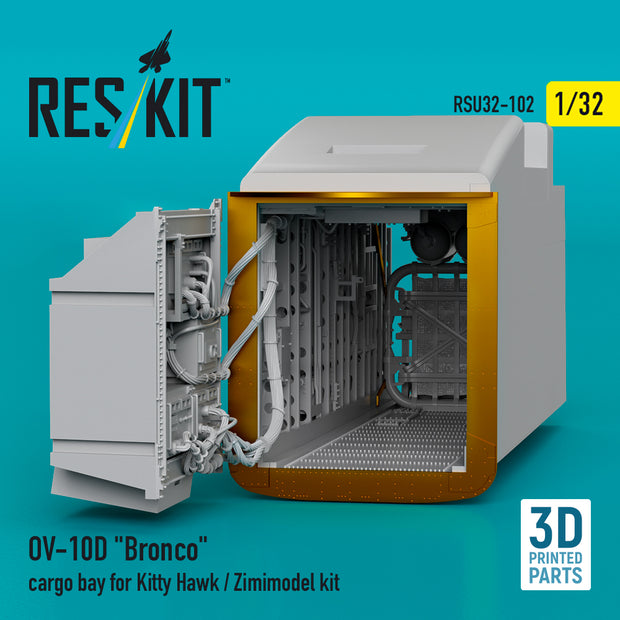 North American OV-10D Bronco Cargo Bay for Kitty Hawk/Zimimodel kit (3D Printed) Scale 1:32 ResKit RSU32-0102 for Aircraft Model Kit
