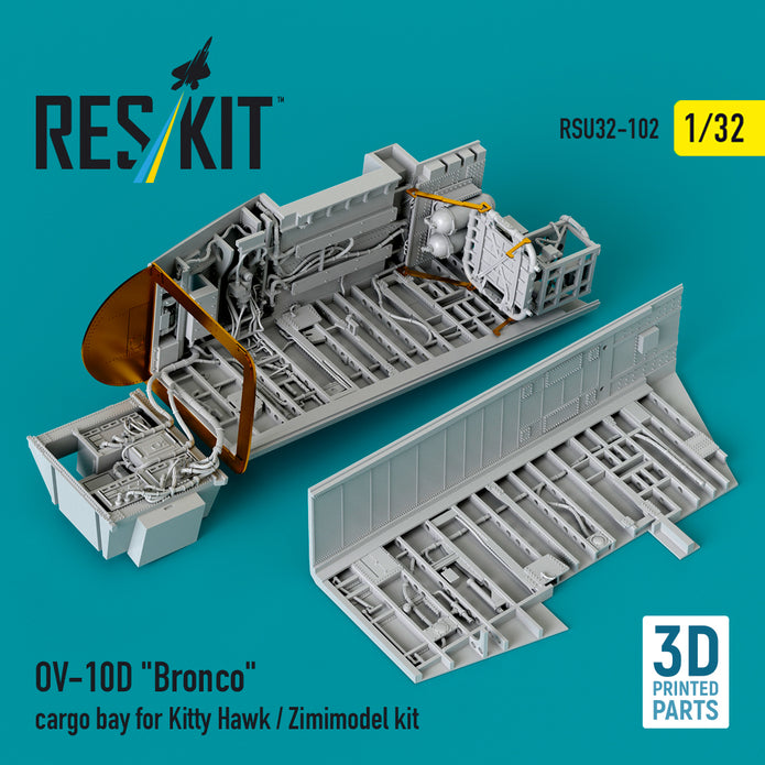 North American OV-10D Bronco Cargo Bay for Kitty Hawk/Zimimodel kit (3D Printed) Scale 1:32 ResKit RSU32-0102 for Aircraft Model Kit