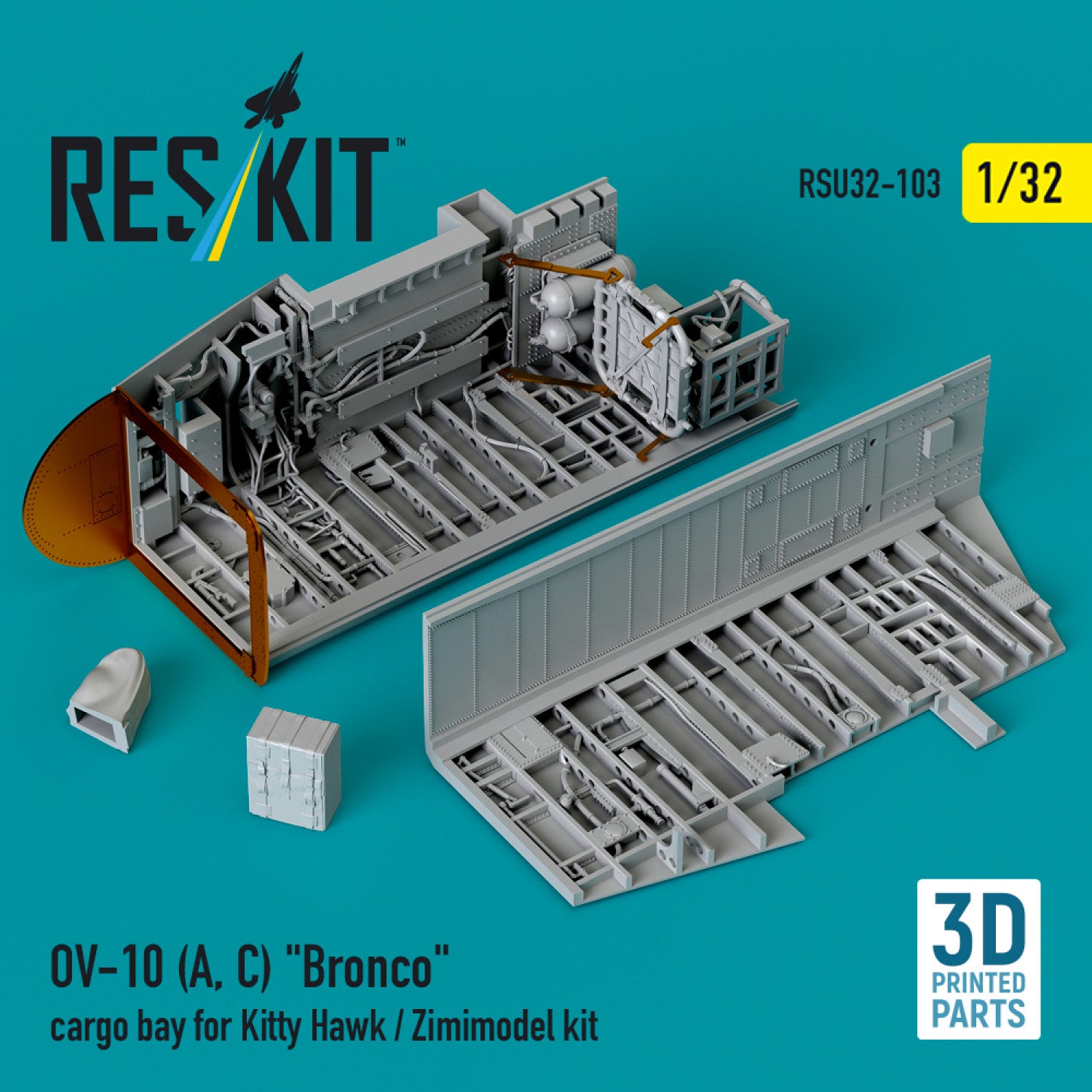 OV-10 (A, C) Bronco cargo bay for Kitty Hawk / Zimimodel kit (3D Printed) Scale 1:32 ResKit RSU32-0103 for Aircraft Model Kit